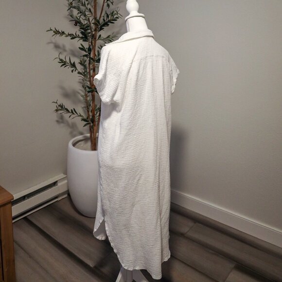 WHITE MAXI WAFFLE SUMMER DRESS LARGE - Picture 3 of 3